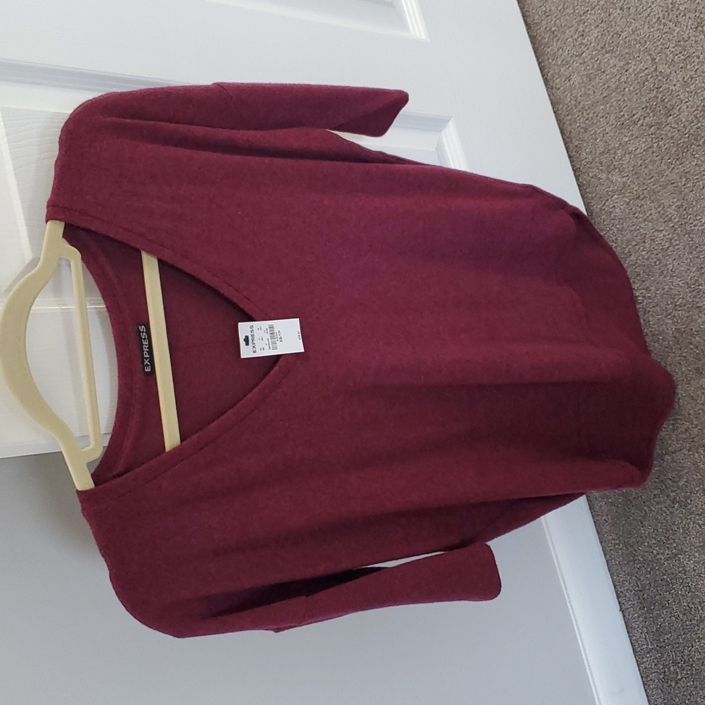 Express xs sweater top v necklace maroon
